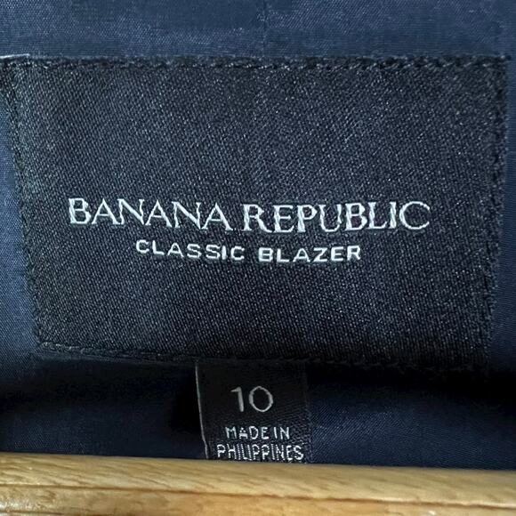 Women's Banana Republic Navy Blue Classic Wool Stretch Blazer Office Preppy - 10 - Picture 6 of 7